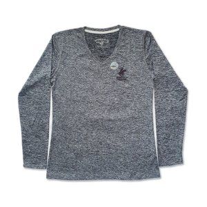 BEVERLY HILLS Polo Club LS [Grey] Women's Stretch Active V-neck Shirt Size M